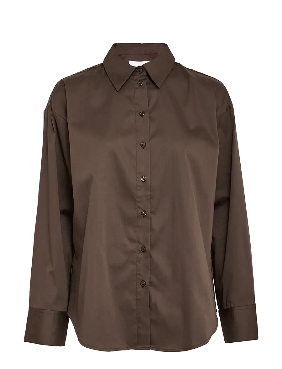 Minus - MSVicky Oversize Shirt - long-sleeved shirts - bracken brown - 0