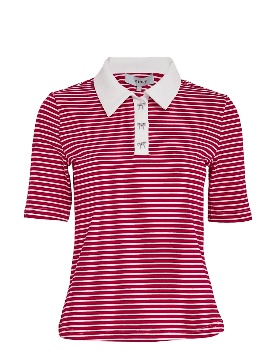 Minus - MSMalle Polo T-Shirt - poloshirts - high risk red stripe - 1