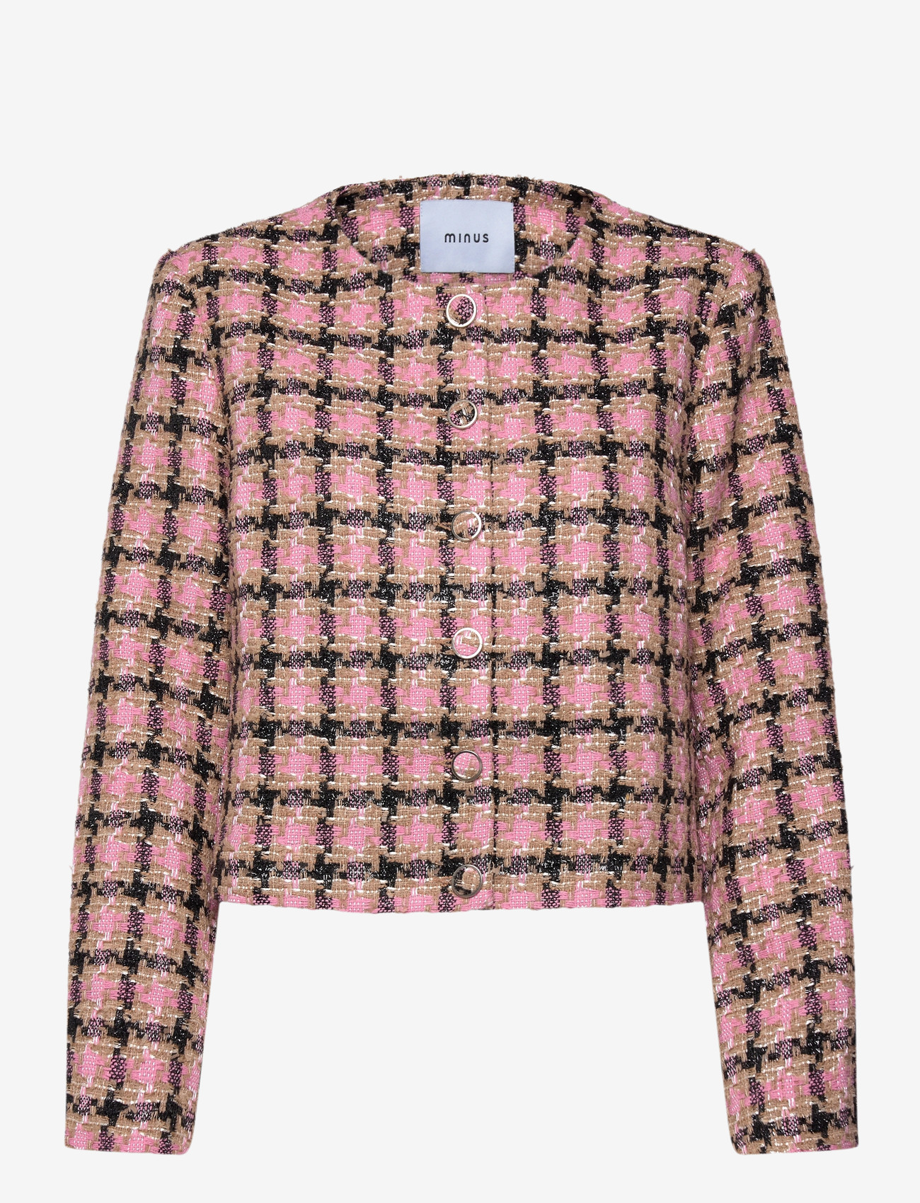 Minus - MSJunia Short Jacket - bouclé - prism pink checked - 1