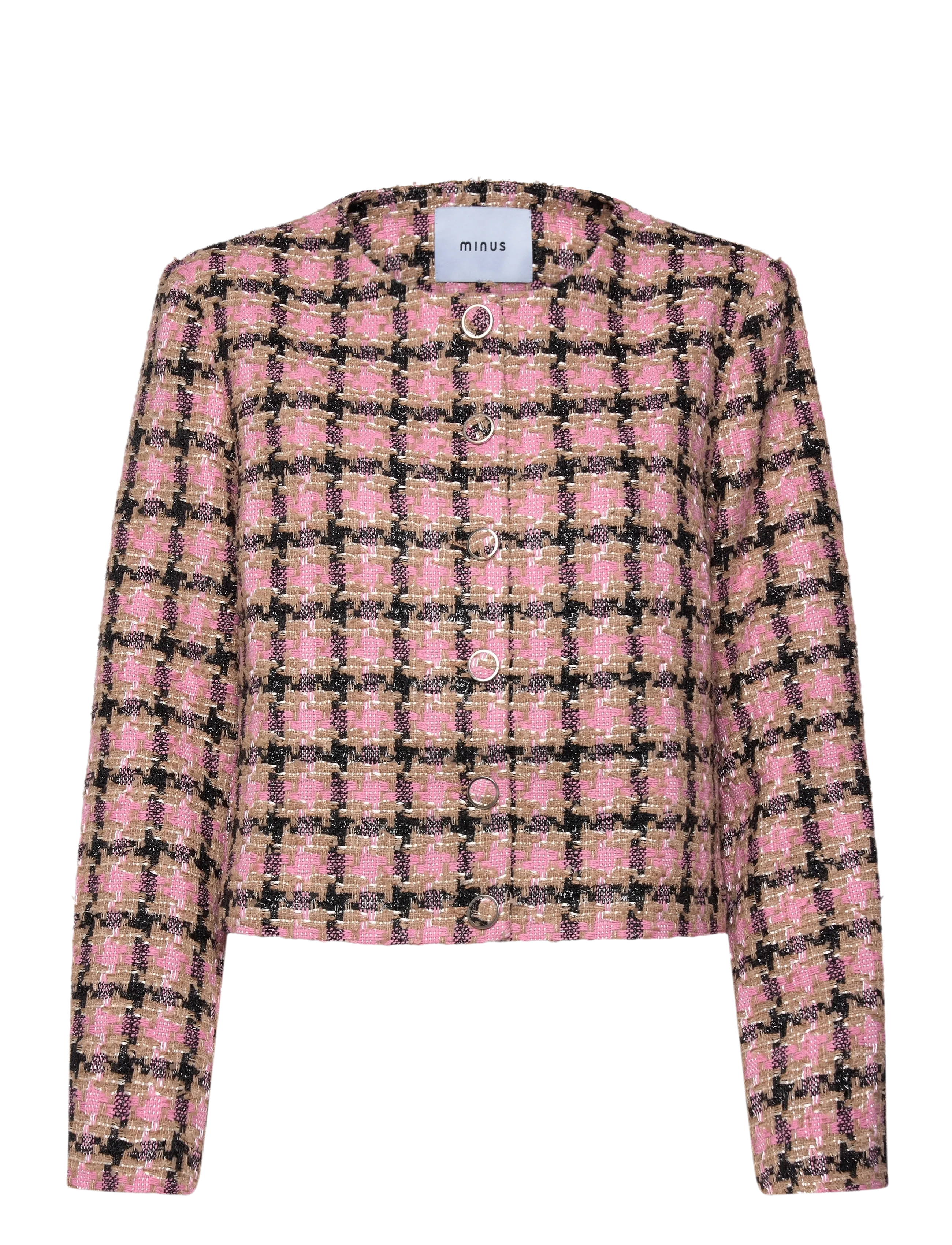 Minus MSJunia Short Jacket - Kleding - PRISM PINK CHECKED / pink/rose