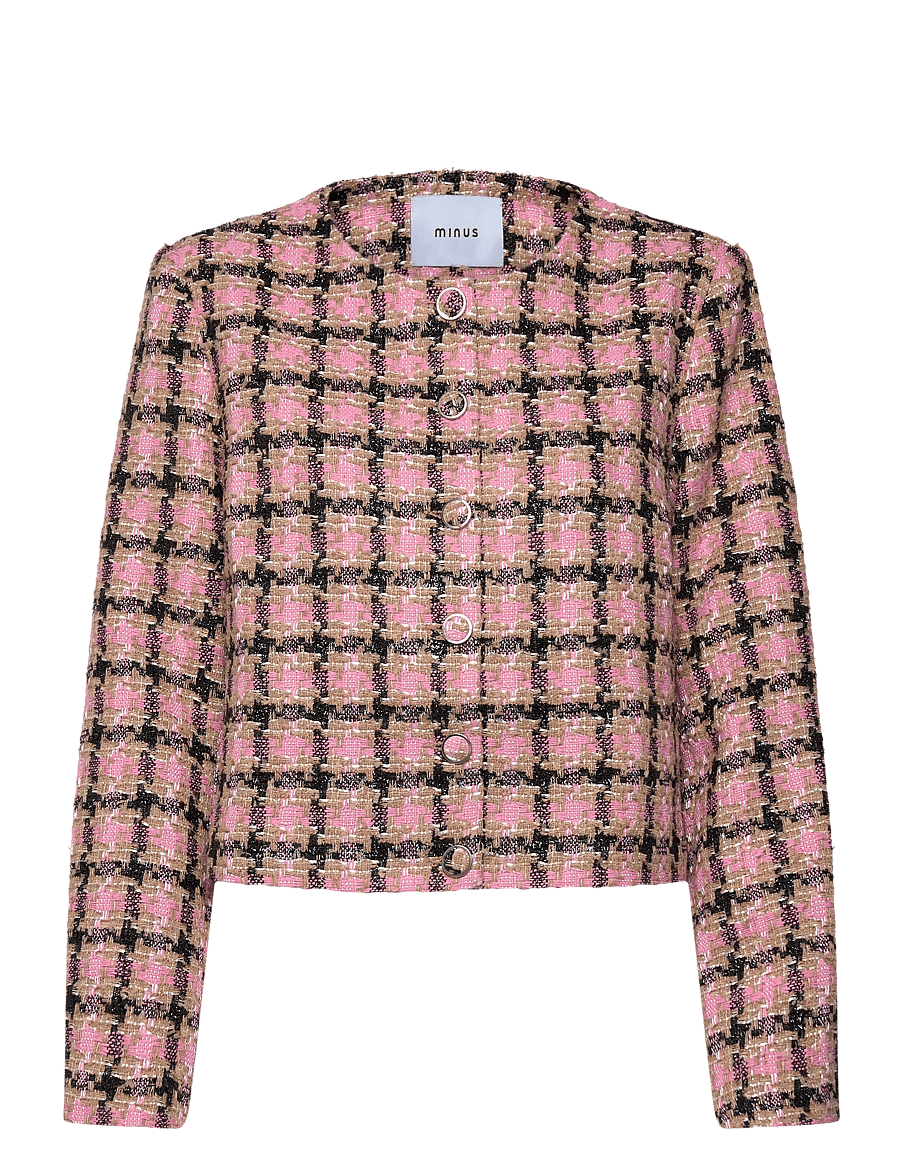 Minus - MSJunia Short Jacket - boucles - prism pink checked - 1