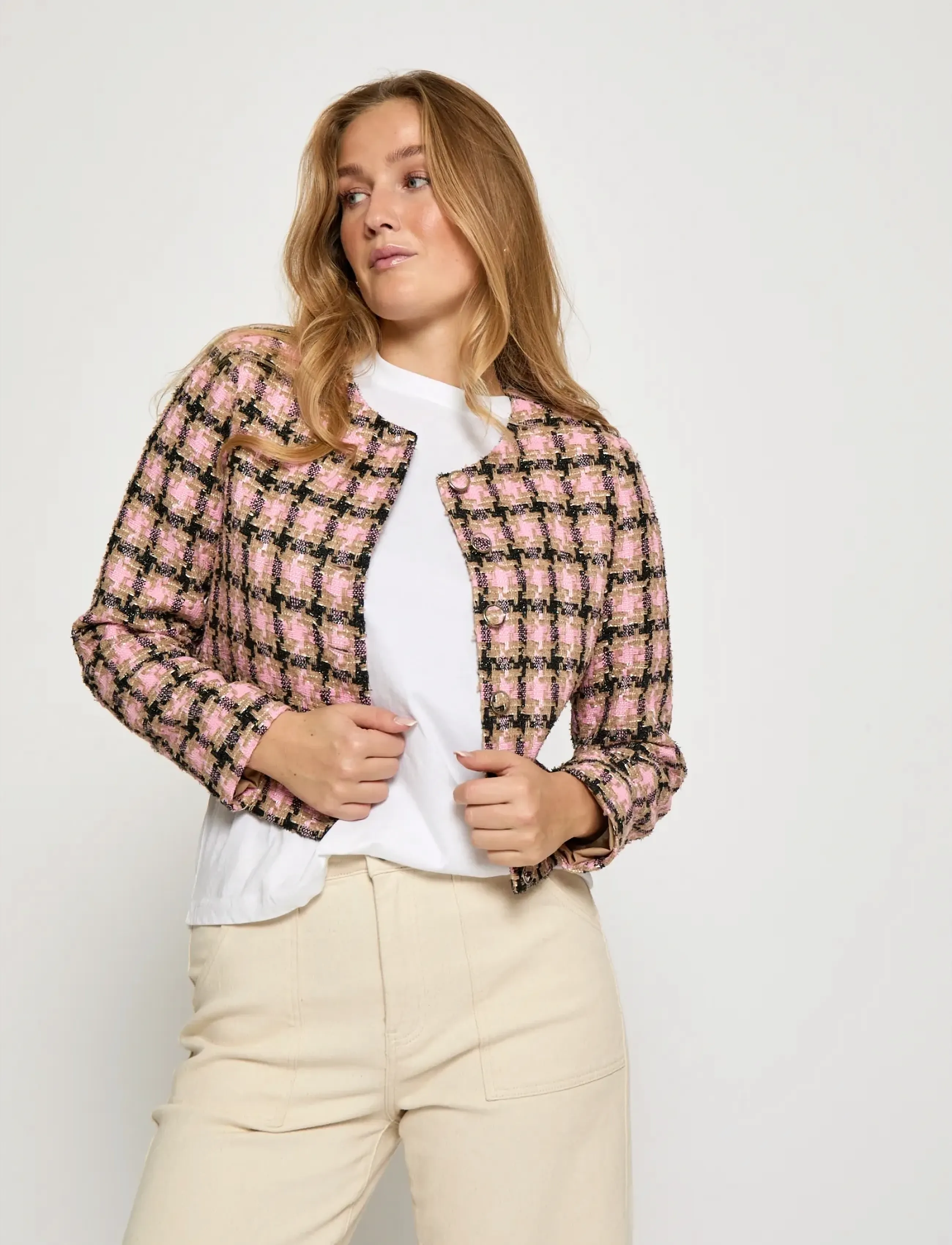 Minus Msjunia Short Jacket, Kvinder, Tweed Jakke, Pink, Str: 44