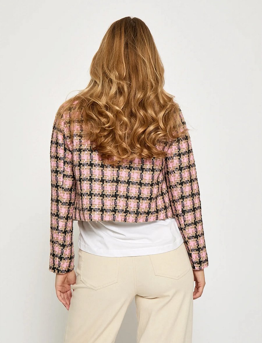 Minus - MSJunia Short Jacket - boucles - prism pink checked - 3