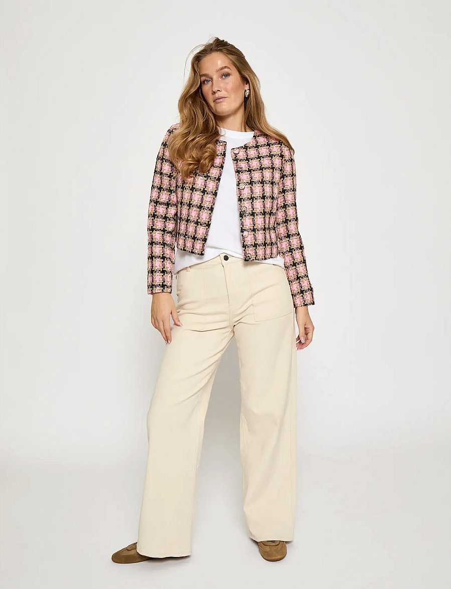 Minus - MSJunia Short Jacket - boucles - prism pink checked - 4
