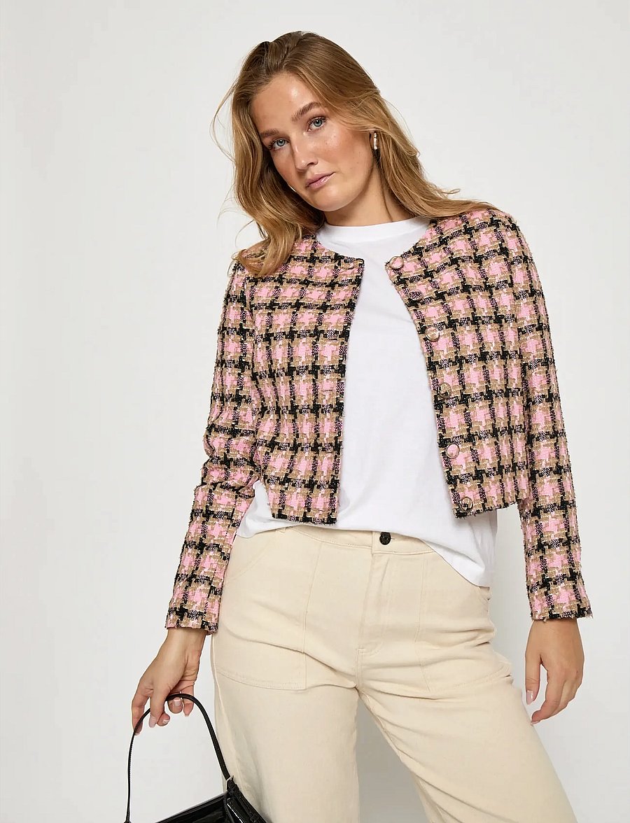 Minus - MSJunia Short Jacket - boucles - prism pink checked - 5