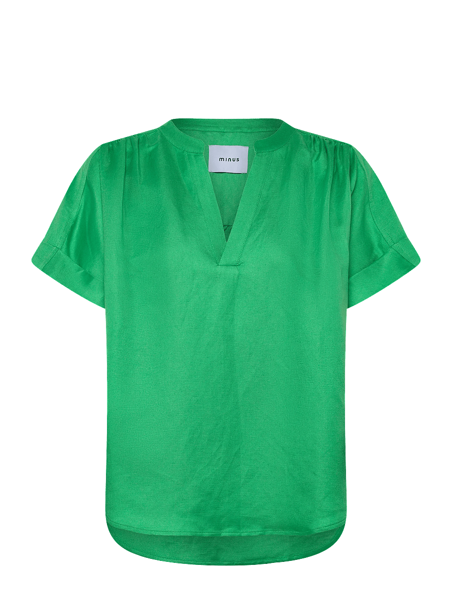 Minus - MSJuno Linen Blouse - lyhythihaiset puserot - greenbriar - 1