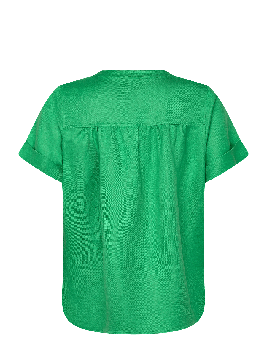Minus - MSJuno Linen Blouse - lyhythihaiset puserot - greenbriar - 2