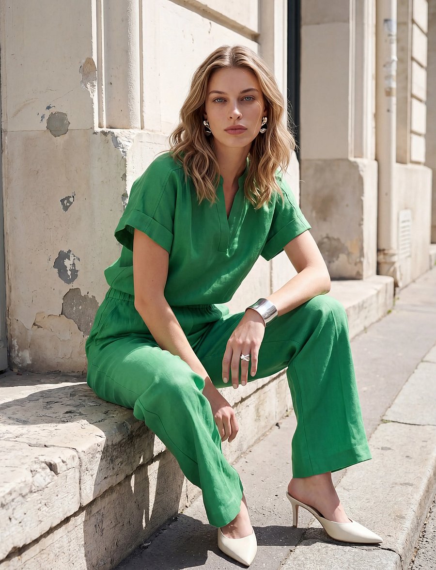 Minus - MSJuno Linen Blouse - lyhythihaiset puserot - greenbriar - 3