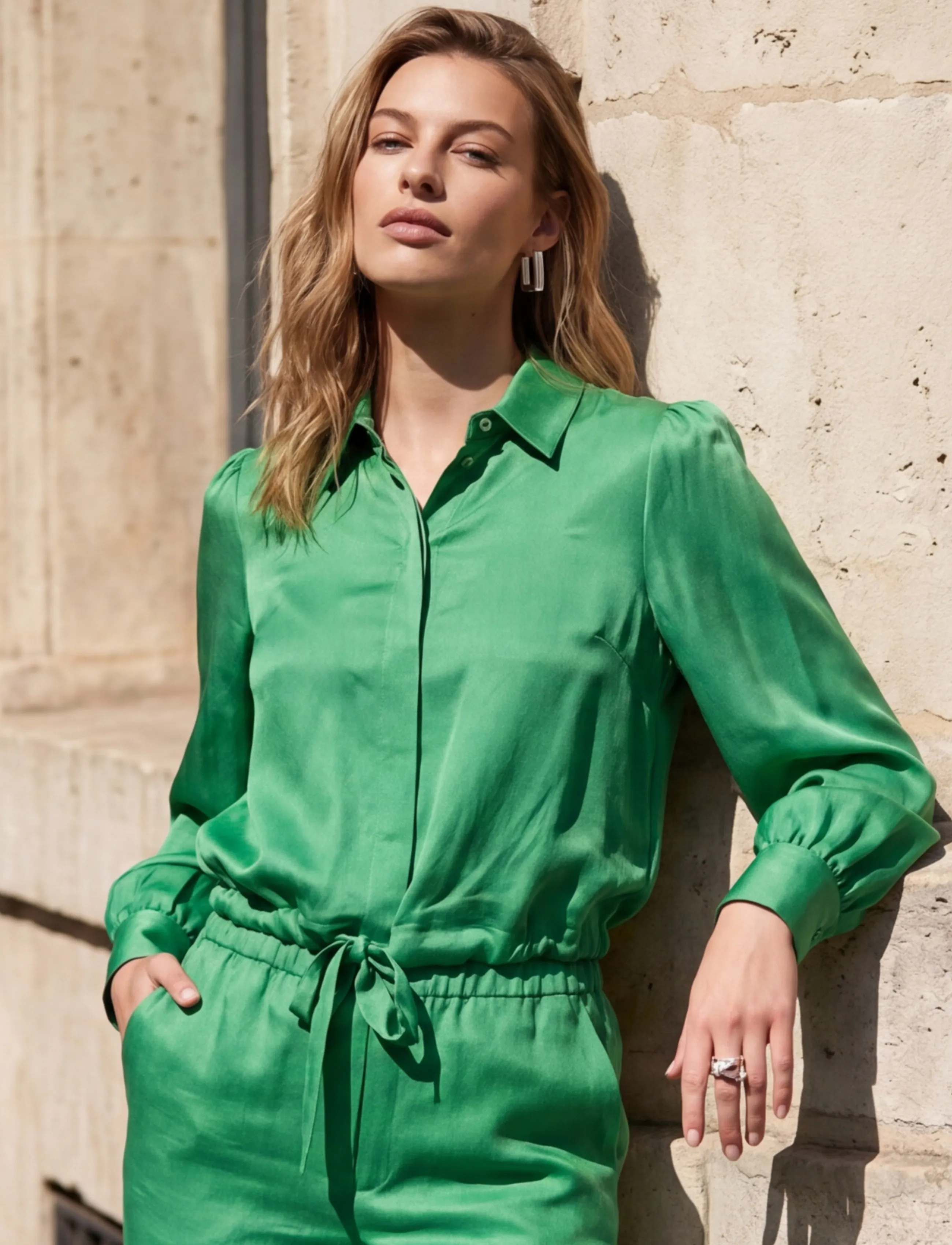 Minus Msjuno Linen Shirt, 38, Green, Skjorter > Langærmede, Dame