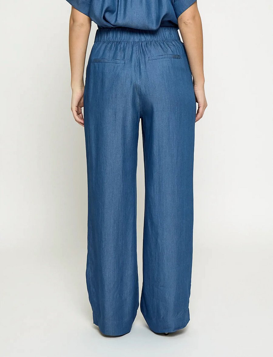 Minus - MSMirja Mid Waist Pant - leveälahkeiset housut - mid blue - 3