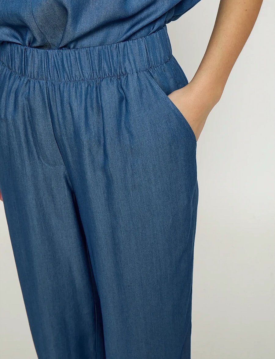 Minus - MSMirja Mid Waist Pant - leveälahkeiset housut - mid blue - 5
