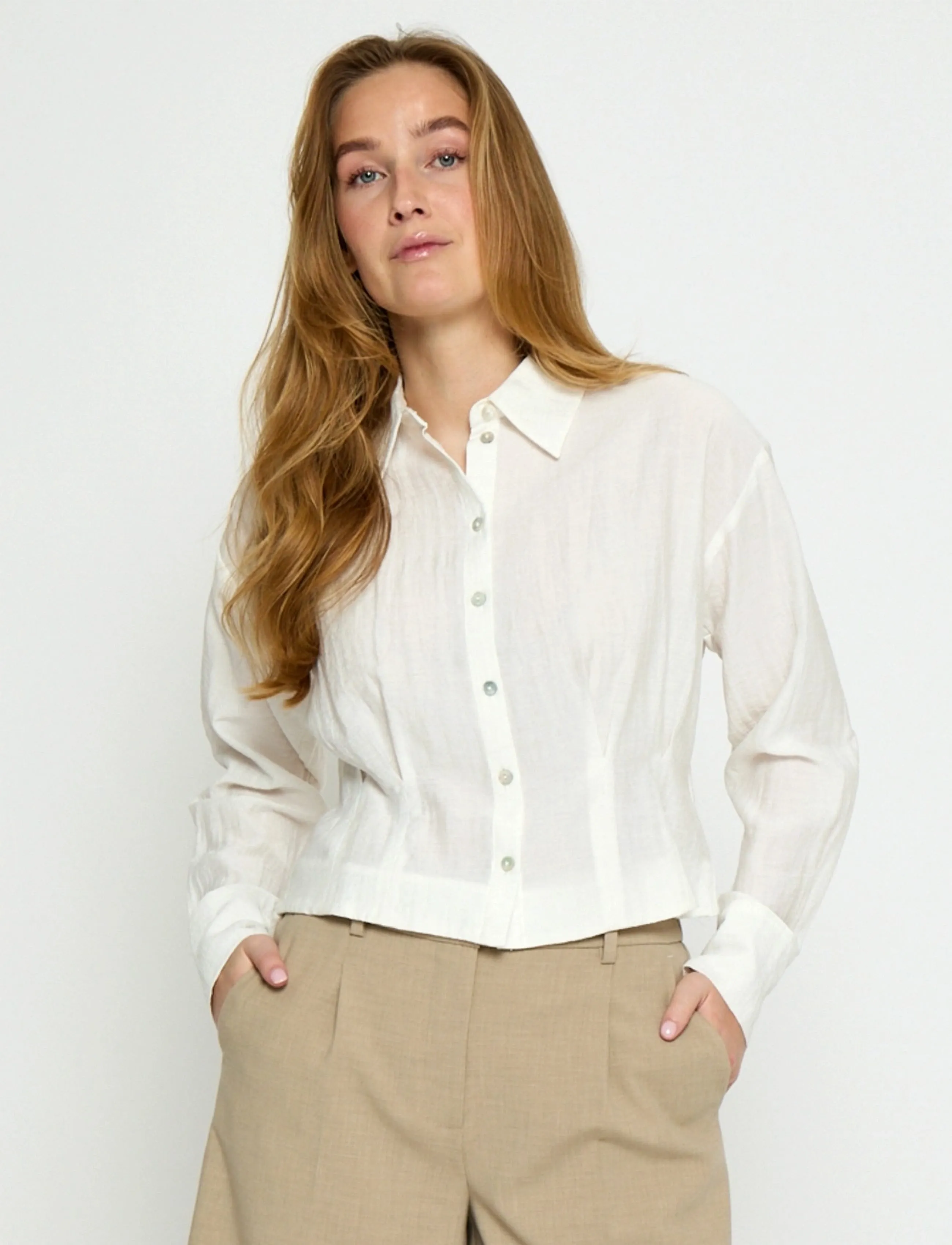 Minus Msoriana Shirt, Kvinder, Skjorte Med Knapper, Cream, Str: 42