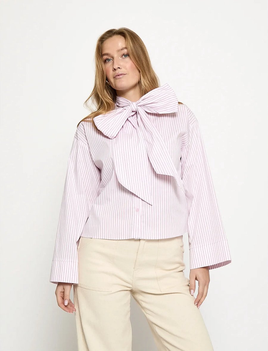 Minus - MSSkye Shirt - långärmade skjortor - prism pink stripe - 0