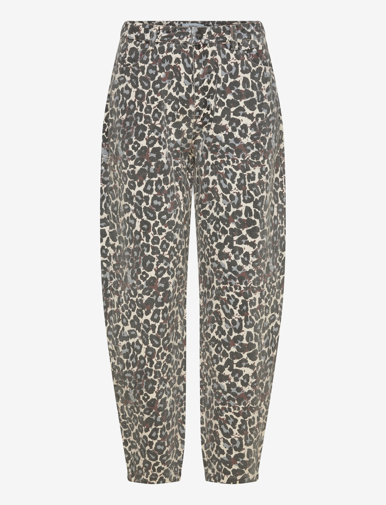 Minus - MSMalli Mid Waist Pant - barrel jeans - skyway blue leo print - 0