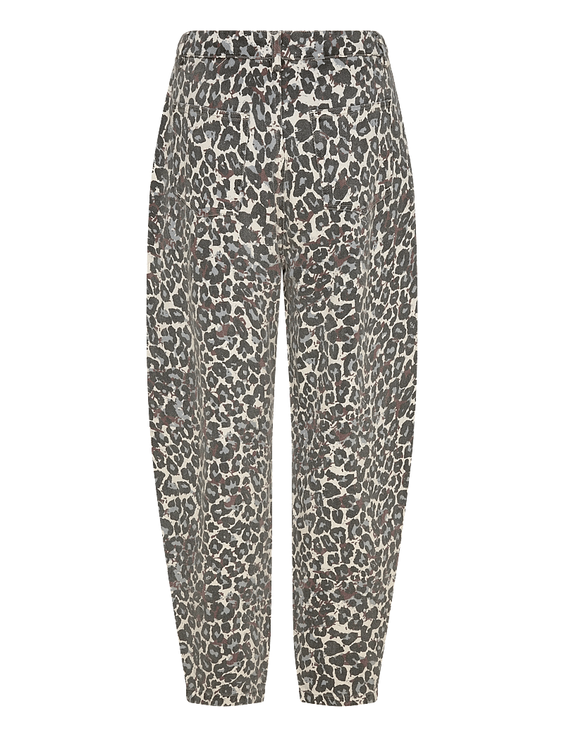 Minus - MSMalli Mid Waist Pant - barrel jeans - skyway blue leo print - 1