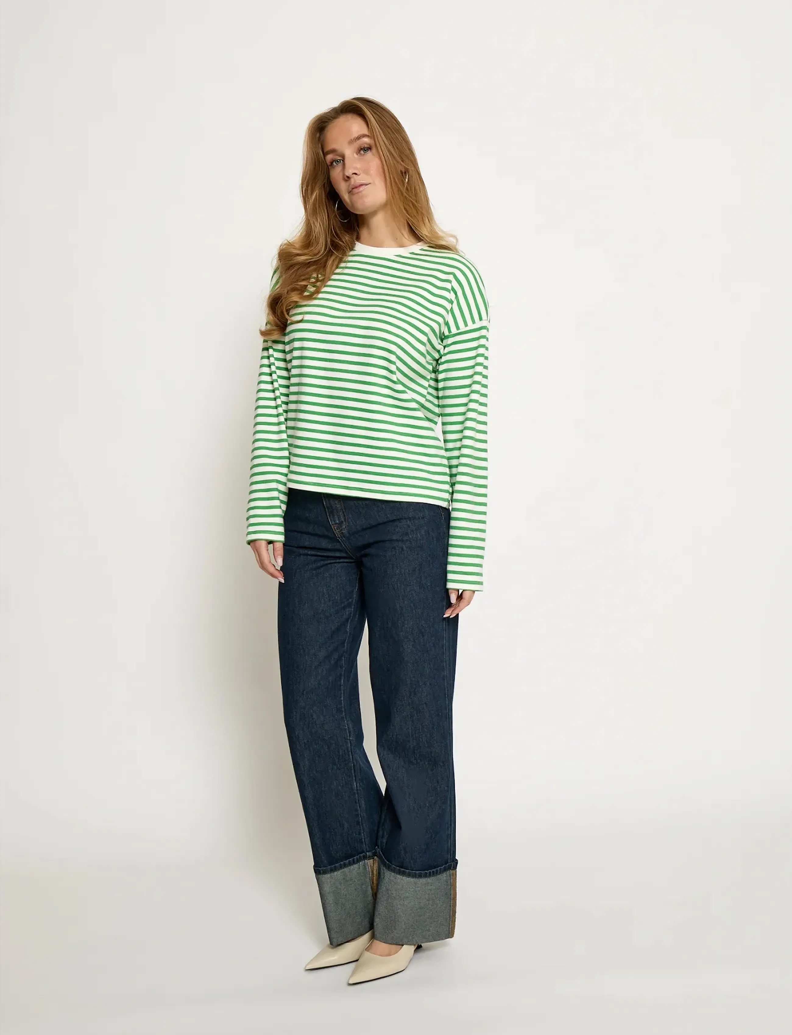 Minus - MSDenisa Striped Long Sleeve T-shir - langerma toppar - greenbriar stripe - 4