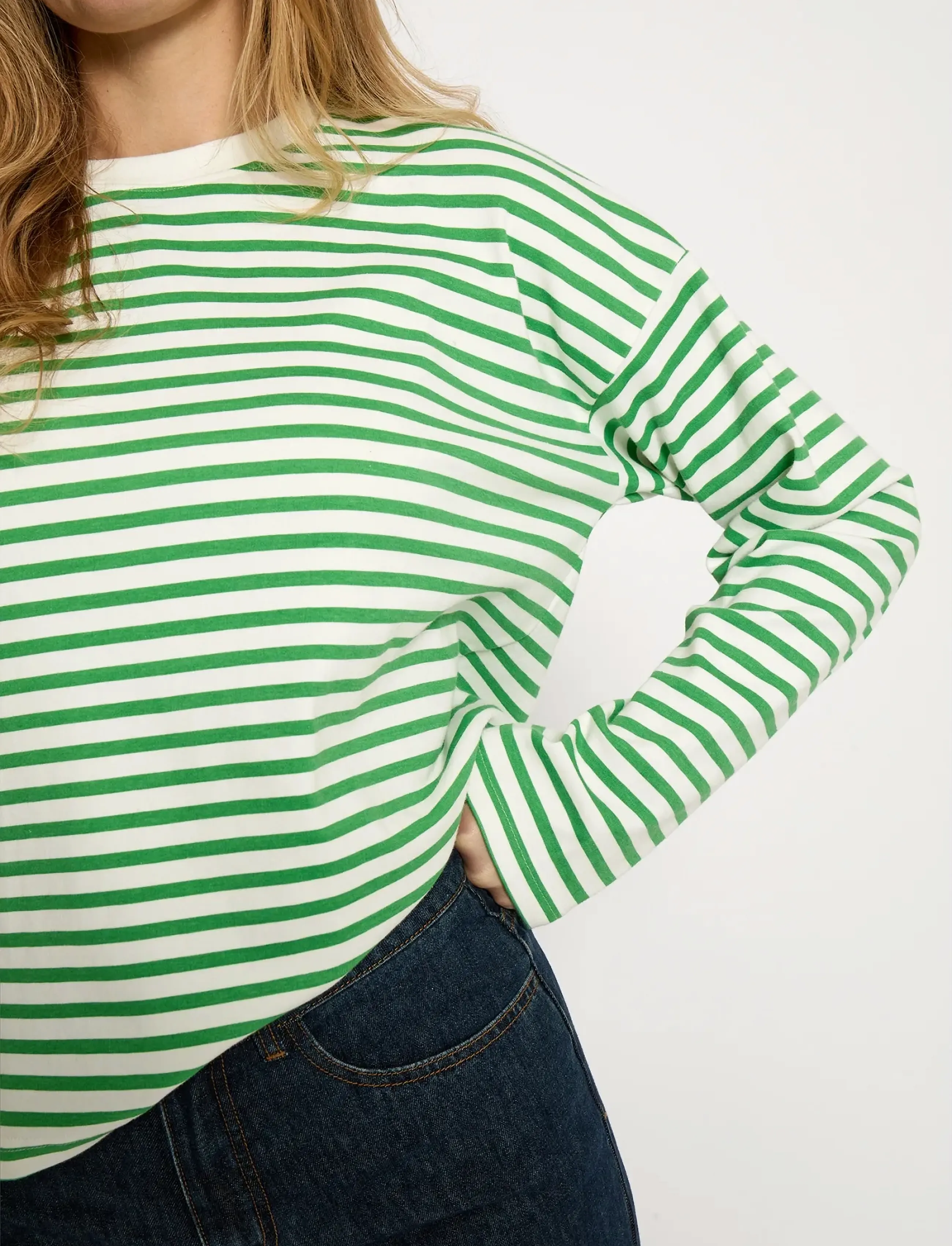 Minus - MSDenisa Striped Long Sleeve T-shir - langerma toppar - greenbriar stripe - 5