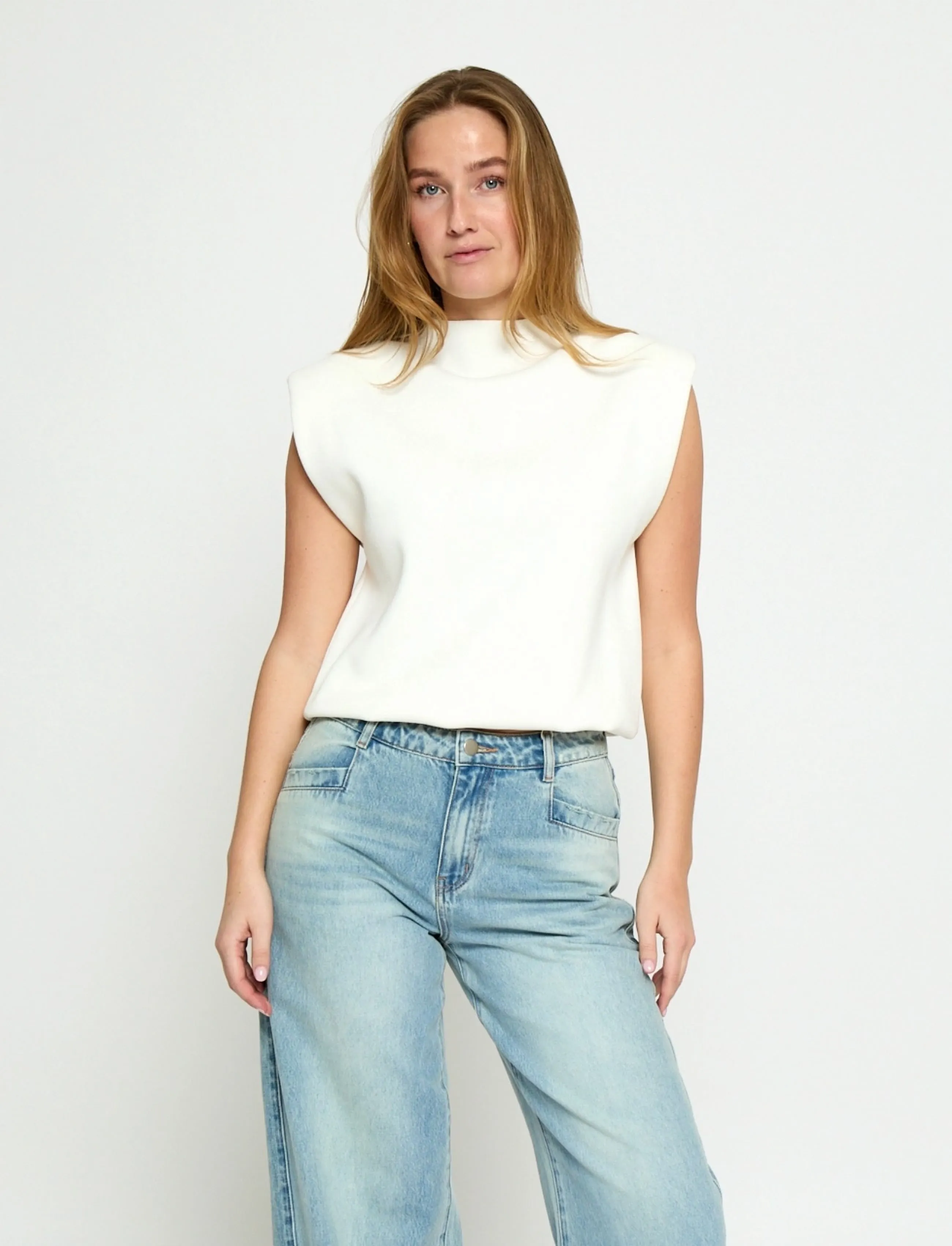 Minus MSFauna Knit Vest - Fatnaður - CLOUD DANCER / cream