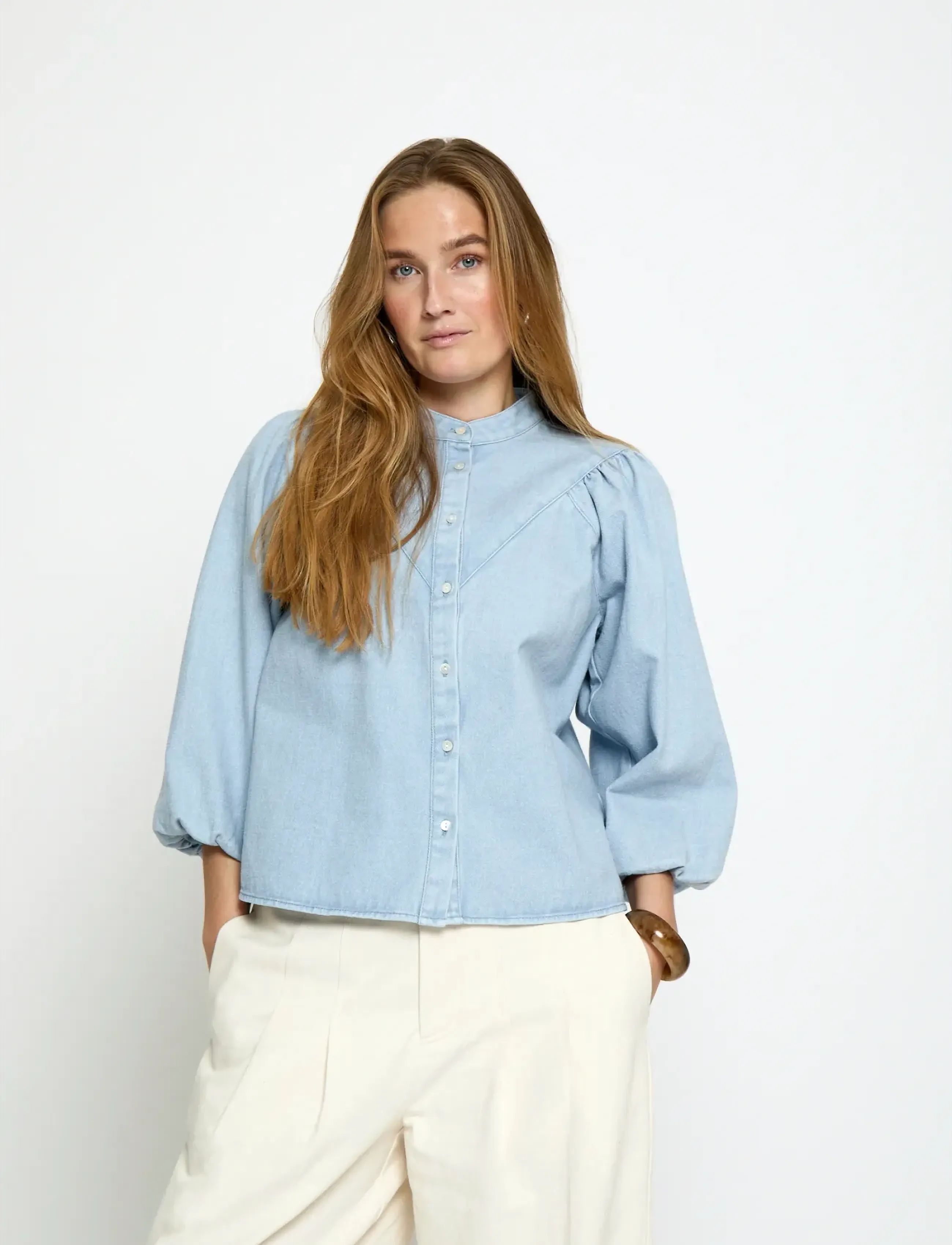 Minus Msnew Solene Denim Shirt, 34, Blue, Skjorter > Denim-Skjorter, Dame