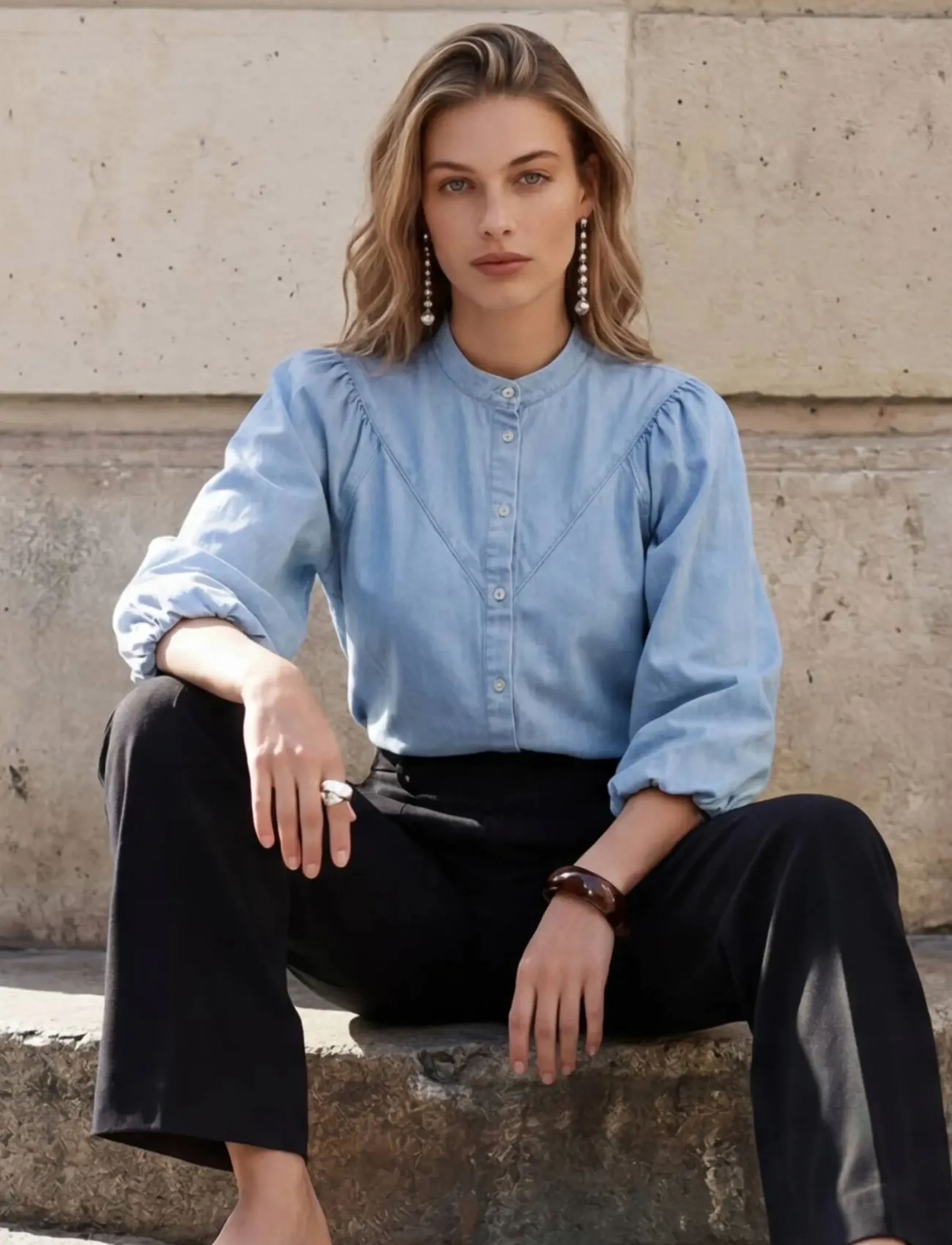 Minus MSNew Solene Denim Shirt - Bluser & Skjorter - SKYWAY BLUE / blue