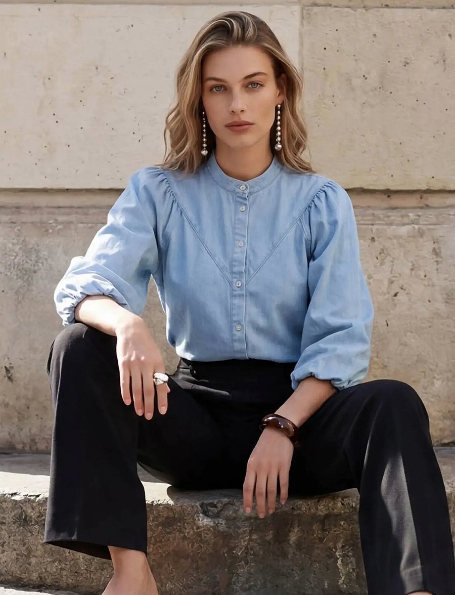 Minus - MSNew Solene Denim Shirt - džinsiniai marškiniai - skyway blue - 0