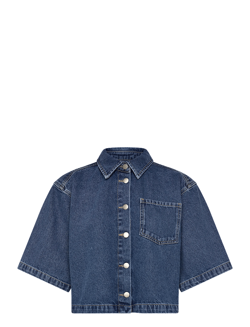 Minus - MSKaddi Cropped Shirt - jeanshemden - mid blue denim - 1
