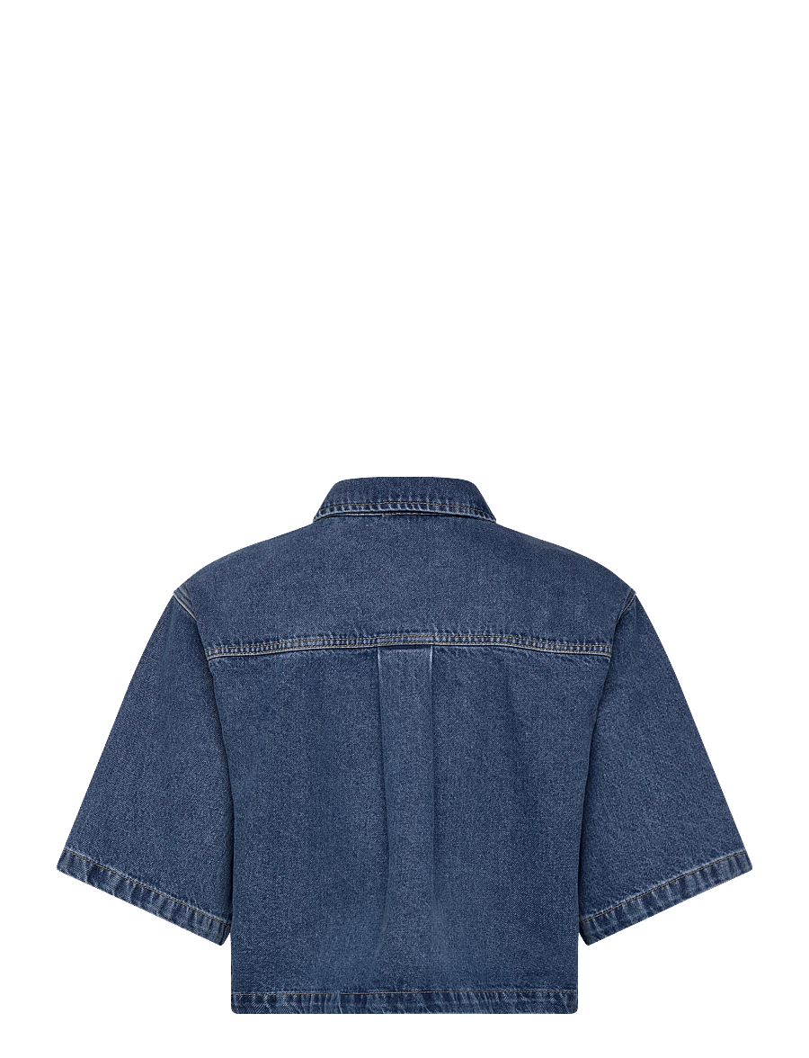 Minus - MSKaddi Cropped Shirt - jeansskjortor - mid blue denim - 2
