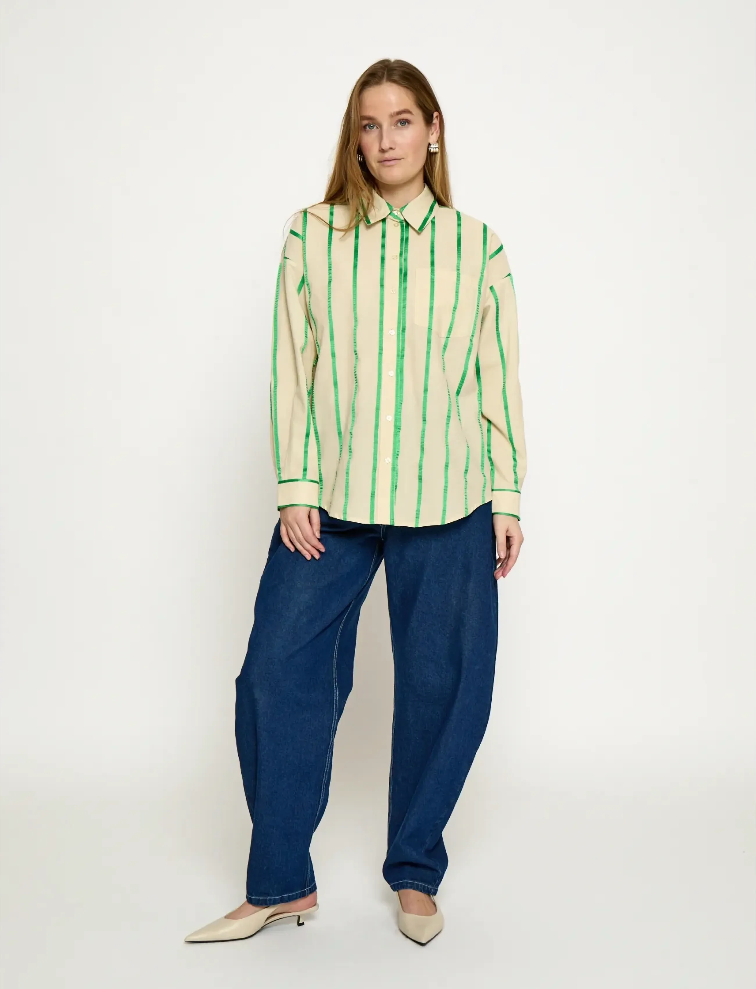 Minus - MSEleni Oversize Shirt - langärmlige hemden - greenbriar stripe - 3