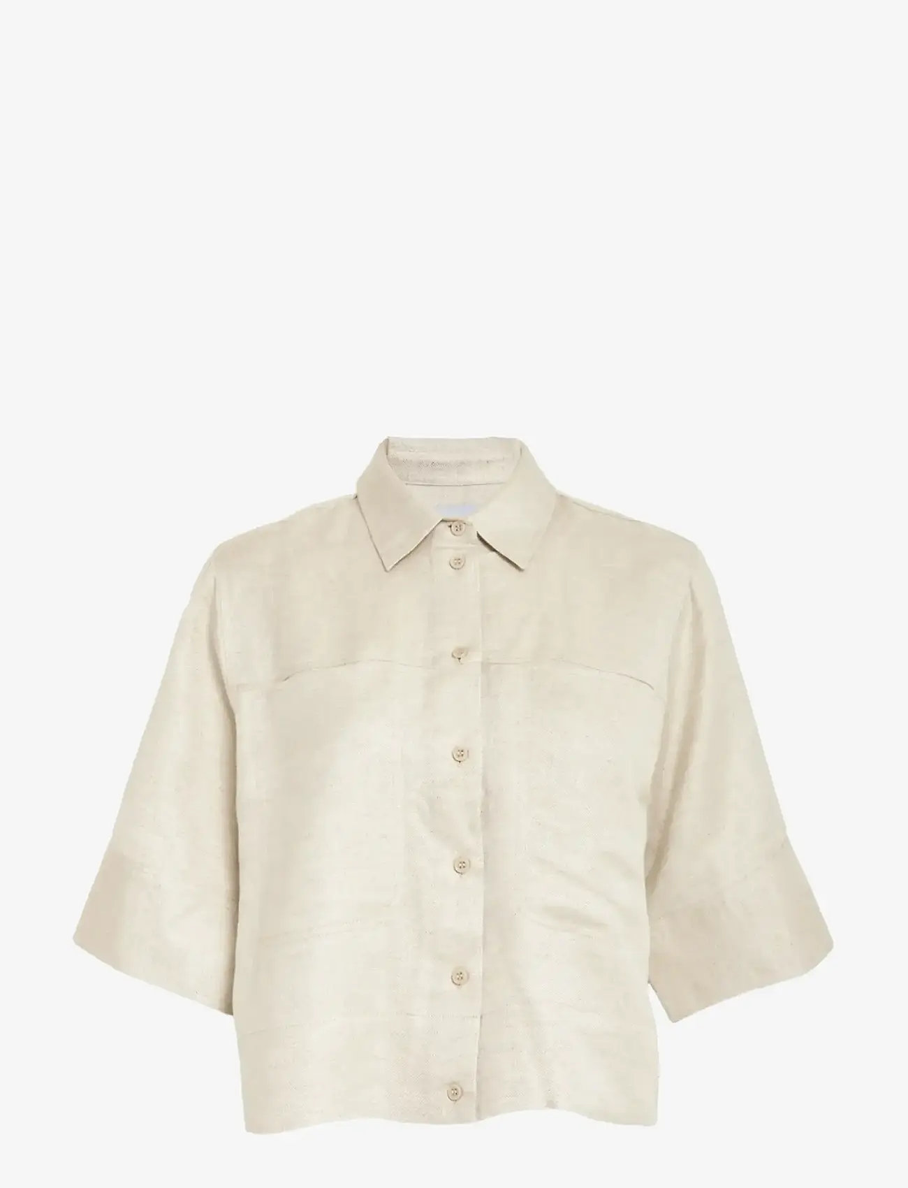 Minus - MSJuno Cropped Linen Shirt - linasest riidest särgid - nomad sand melange - 1