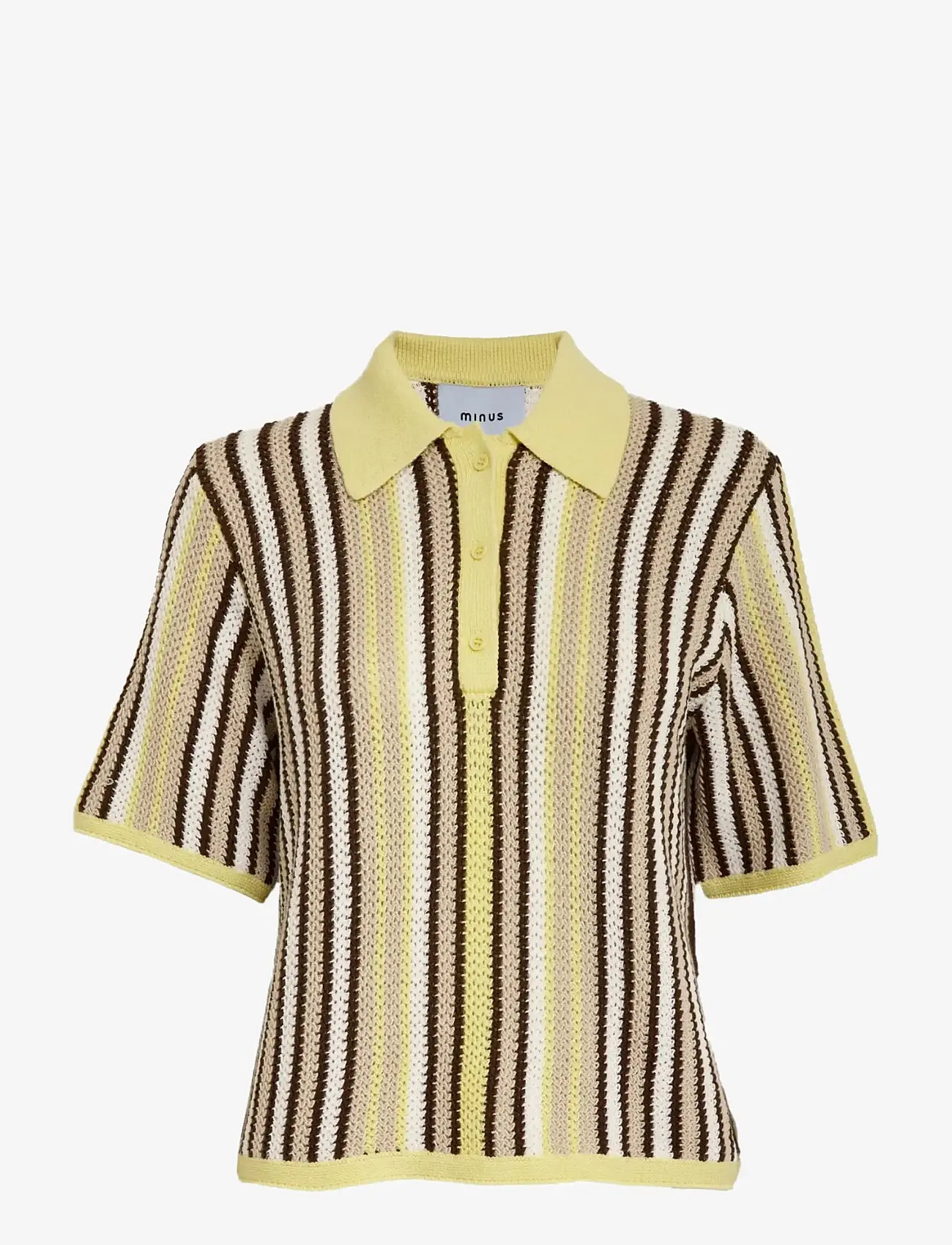 Minus - MSKatie Knit T-Shirt - polosärgid - soft yellow stripe - 1