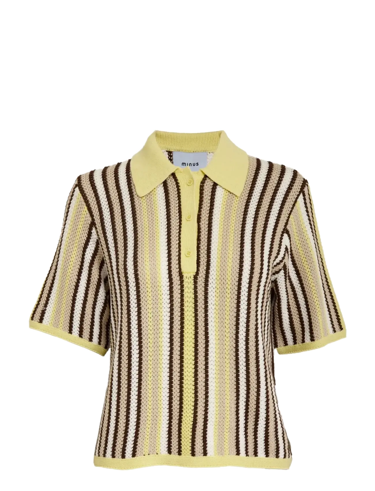 Minus MSKatie Knit T-Shirt - Kampagne - SOFT YELLOW STRIPE / yellow