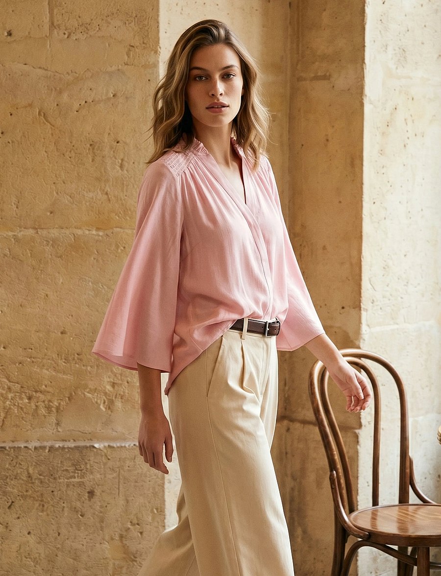 Minus - MSSeria V-Neck Shirt - kurzärmlige hemden - cherry blossom - 2