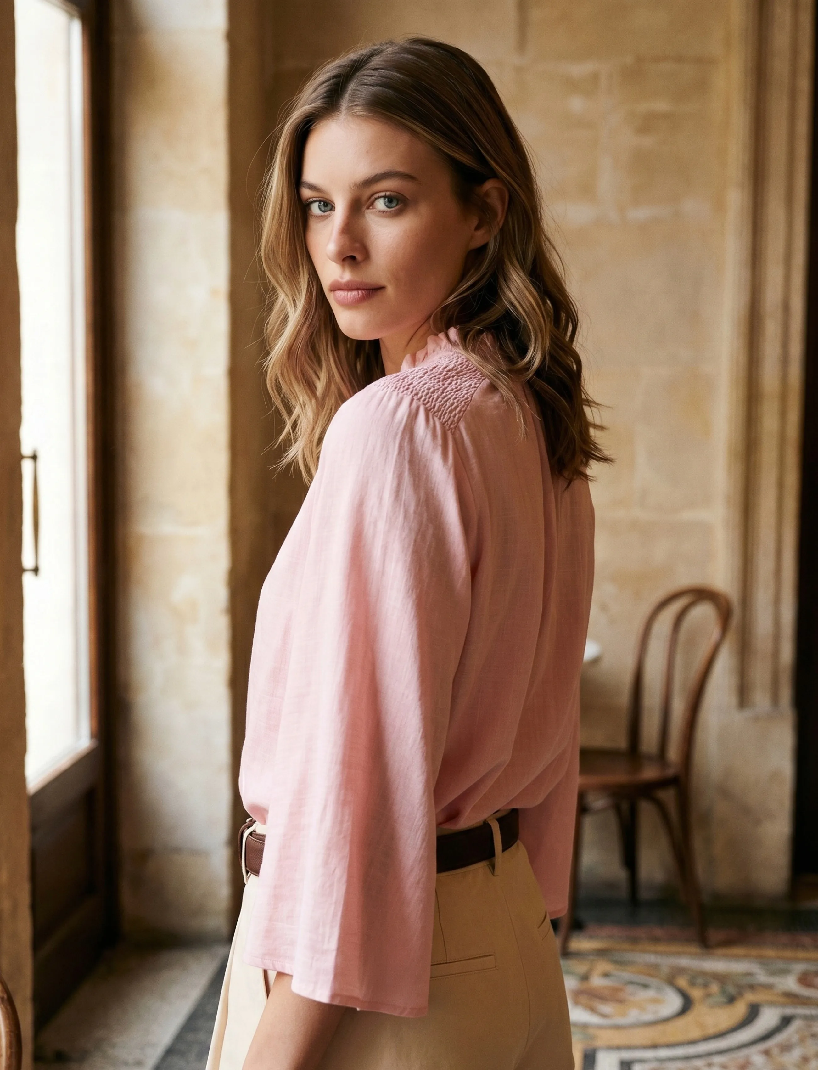 Minus - MSSeria V-Neck Shirt - kurzärmlige hemden - cherry blossom - 3