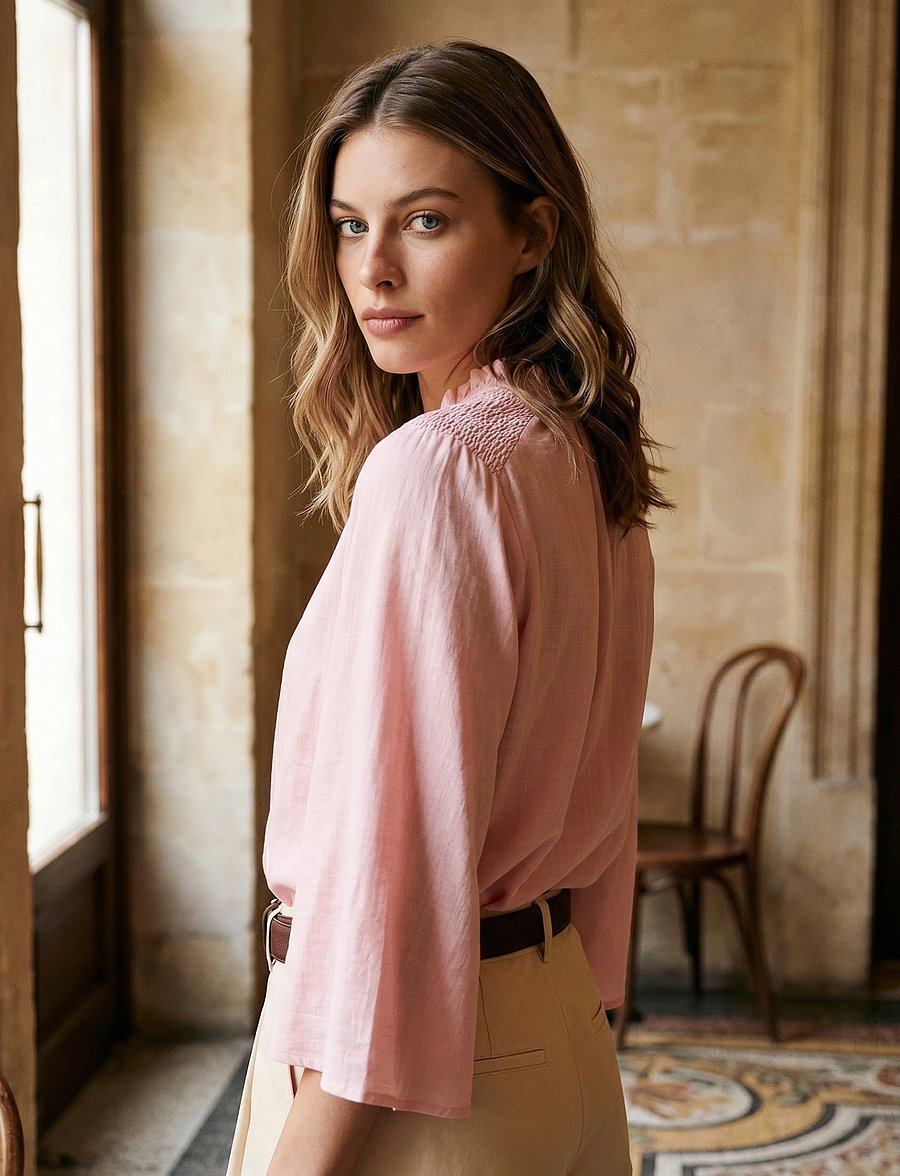 Minus - MSSeria V-Neck Shirt - kurzärmlige hemden - cherry blossom - 3