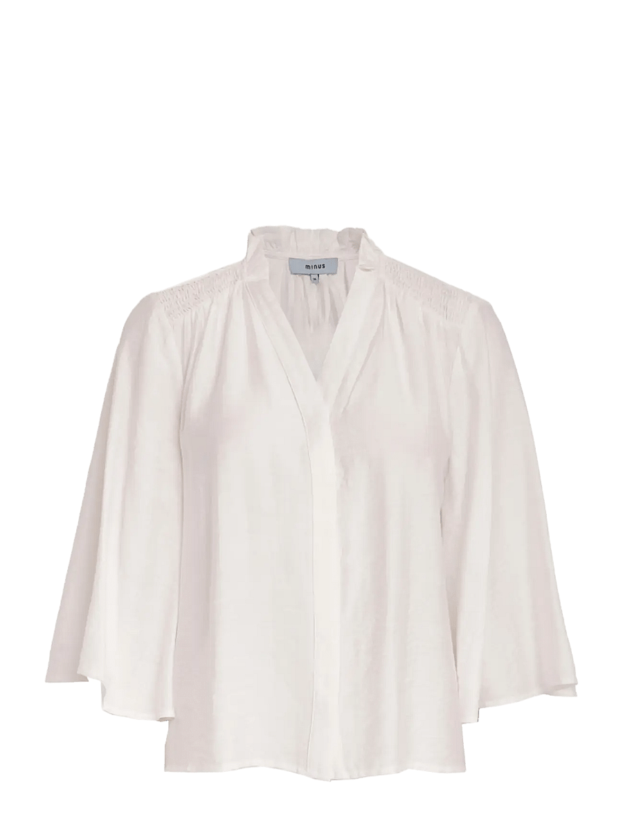 Minus - MSSeria V-Neck Shirt - kortärmade skjortor - cloud dancer - 1