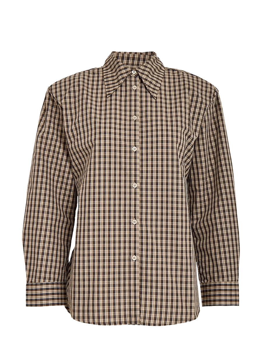 Minus - MSSylvie Shirt - pikkade varrukatega särgid - tiramisu checked - 0