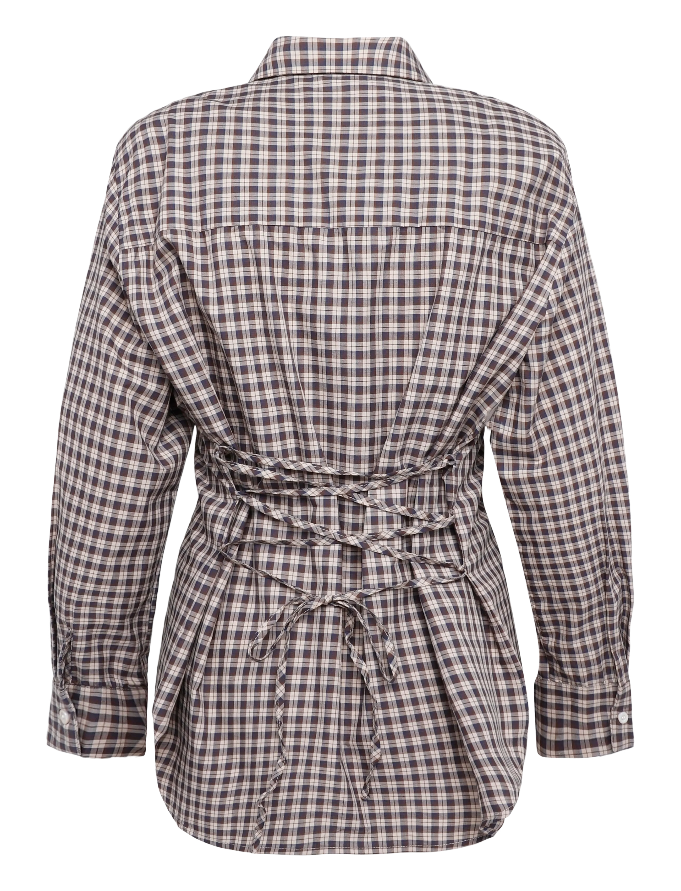 Minus - MSSylvie Shirt - long-sleeved shirts - tiramisu checked - 1