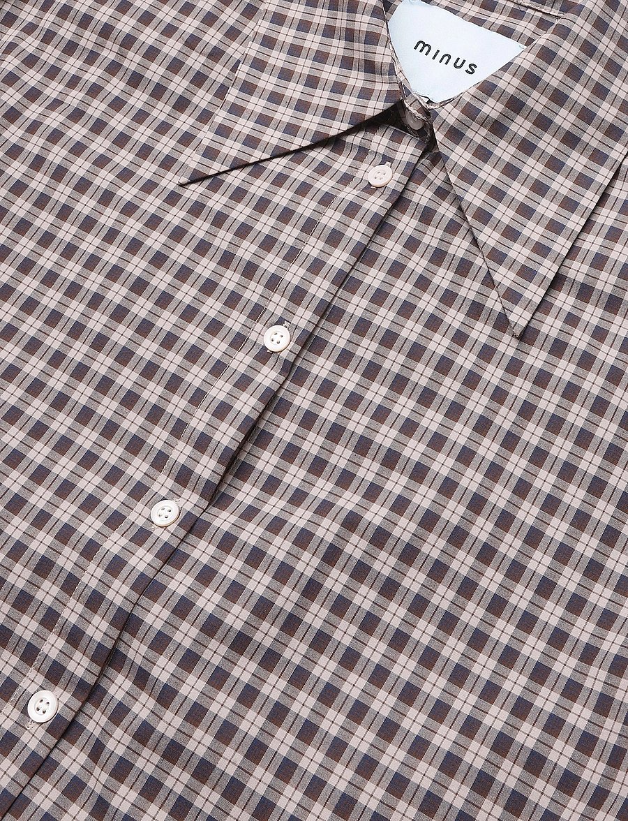 Minus - MSSylvie Shirt - pikkade varrukatega särgid - tiramisu checked - 2