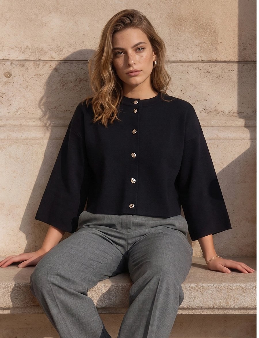 Minus - MSElenora Knit Cardigan - strickjacken - sky captain - 0
