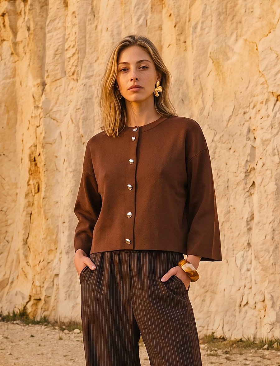Minus - MSElenora Knit Cardigan - kardiganid - tiramisu - 0