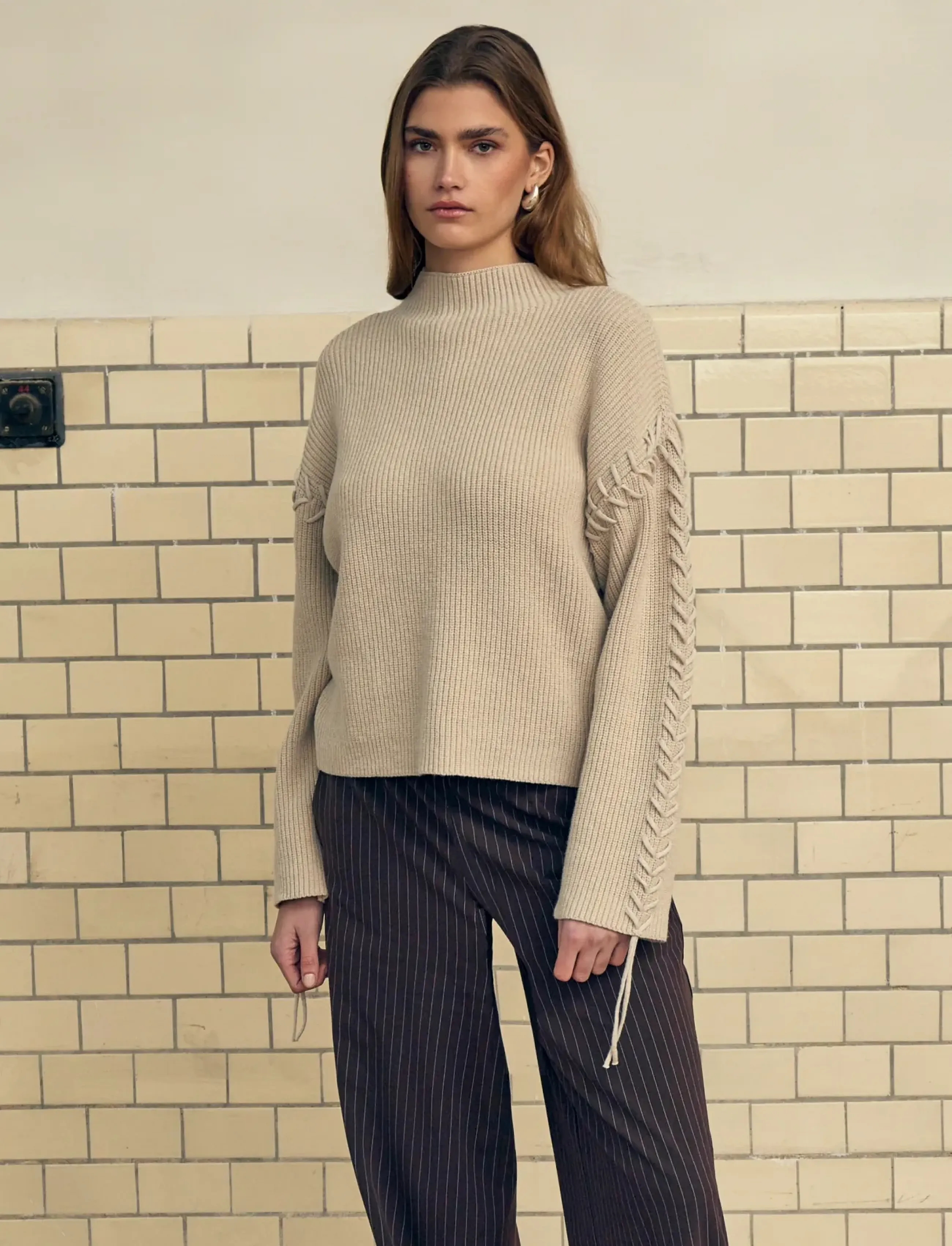 Minus - MSSylvia Knit Pullover - striktrøjer - sand gray - 3