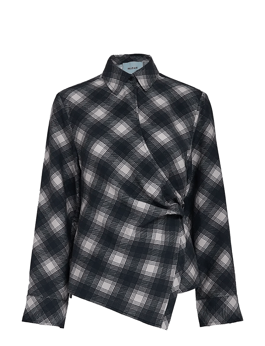 Minus - MSWillow Blouse - long sleeved blouses - black check - 1