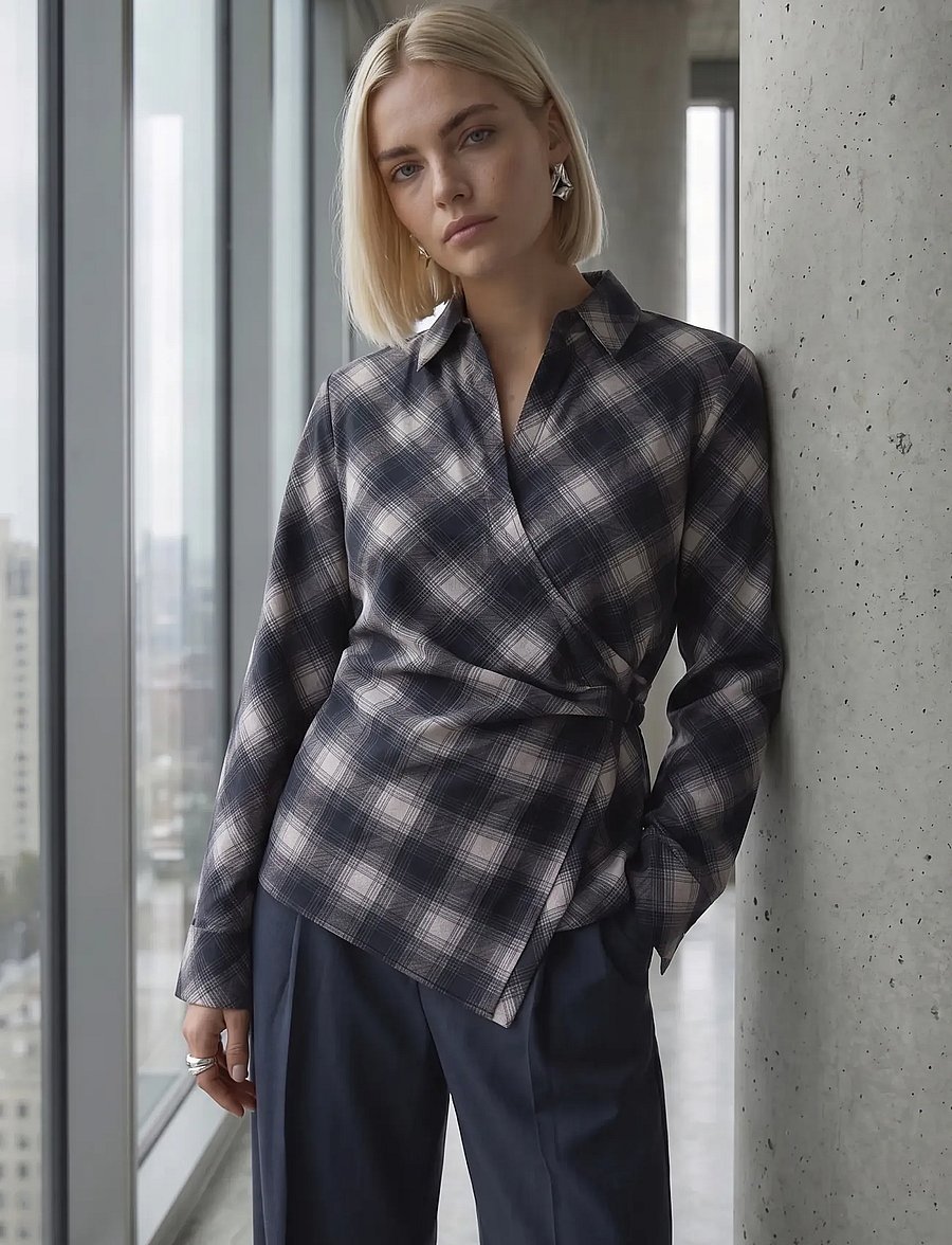 Minus - MSWillow Blouse - long sleeved blouses - black check - 0