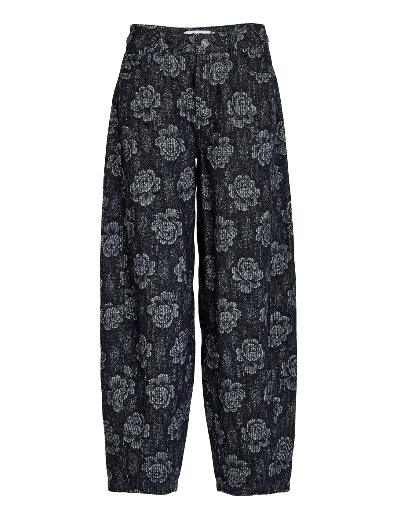 Minus Msheather Mid Waist Pant, 34, Navy, Trousers > Barrel Trousers, Dame