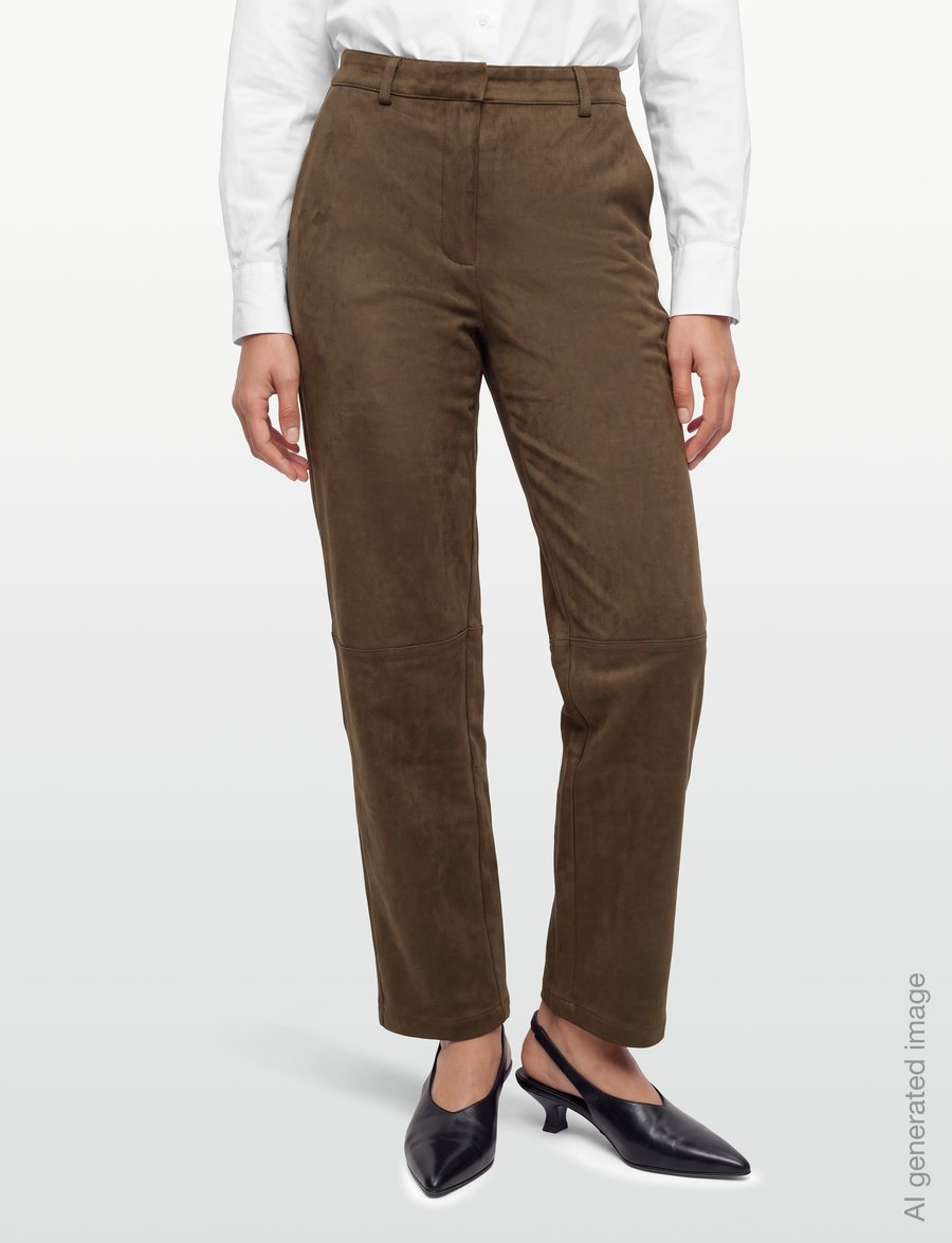 Minus - MSAlva Mid Waist Pant - bukser med brede ben - beech green - 3