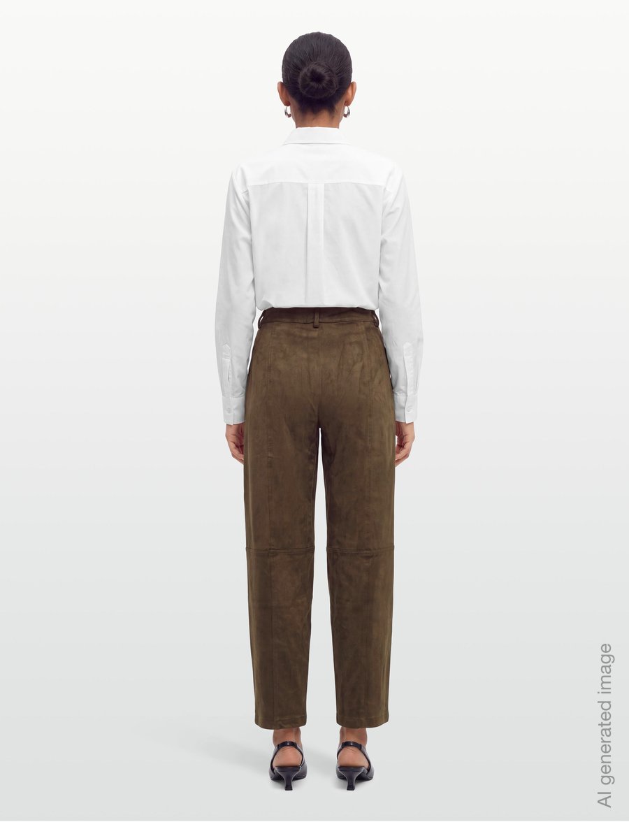 Minus - MSAlva Mid Waist Pant - bukser med brede ben - beech green - 4