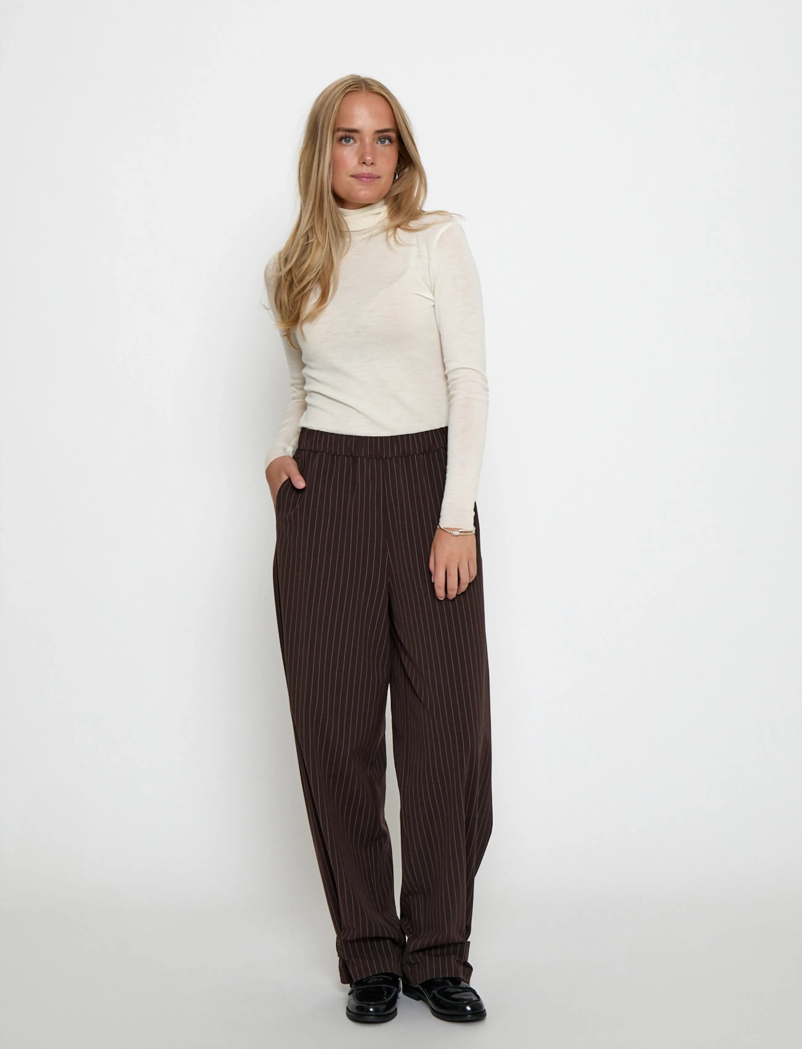 Minus - MSFilippa Mid Waist Pant - bukser med brede ben - tiramisu - 3