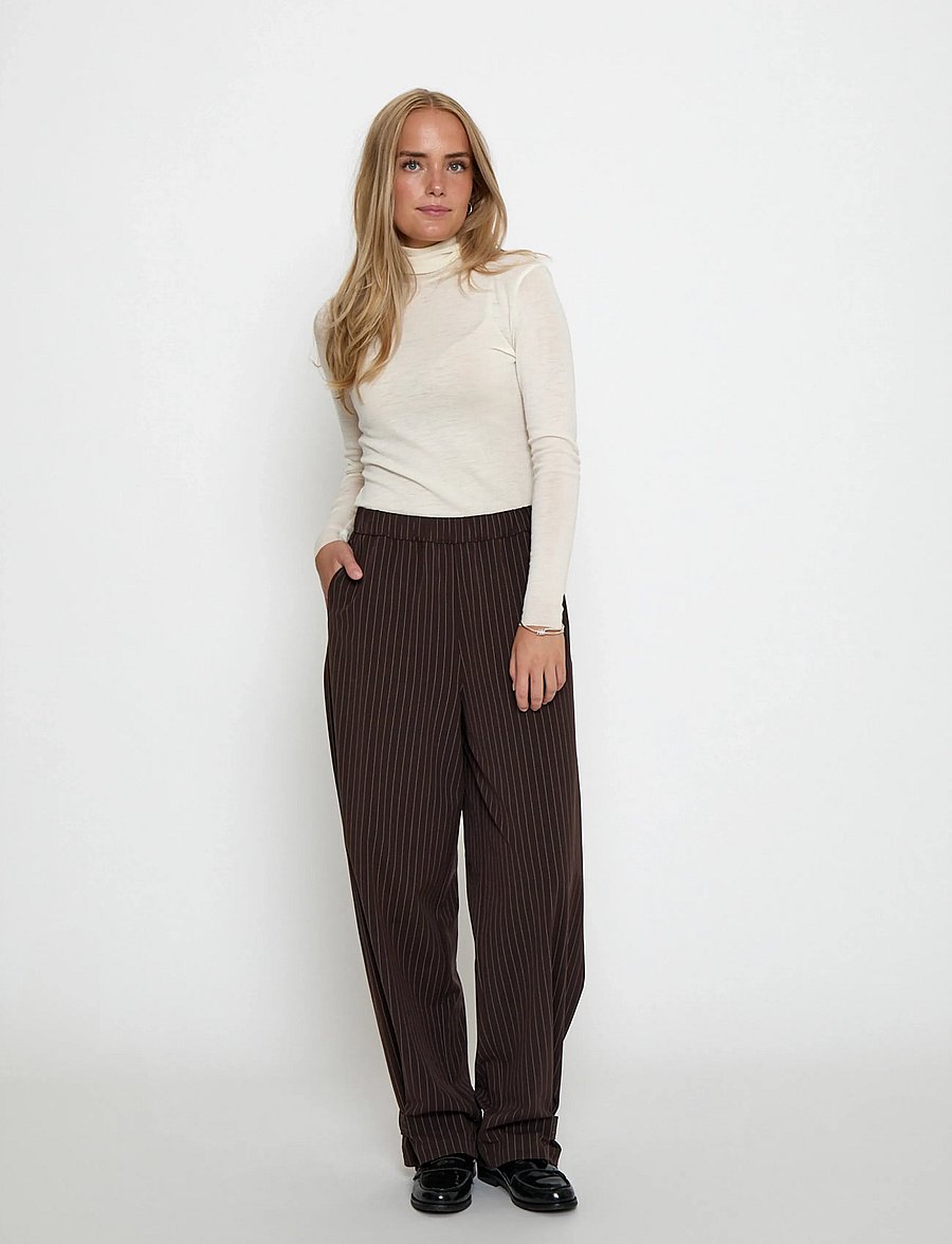 Minus - MSFilippa Mid Waist Pant - bukser med brede ben - tiramisu - 3