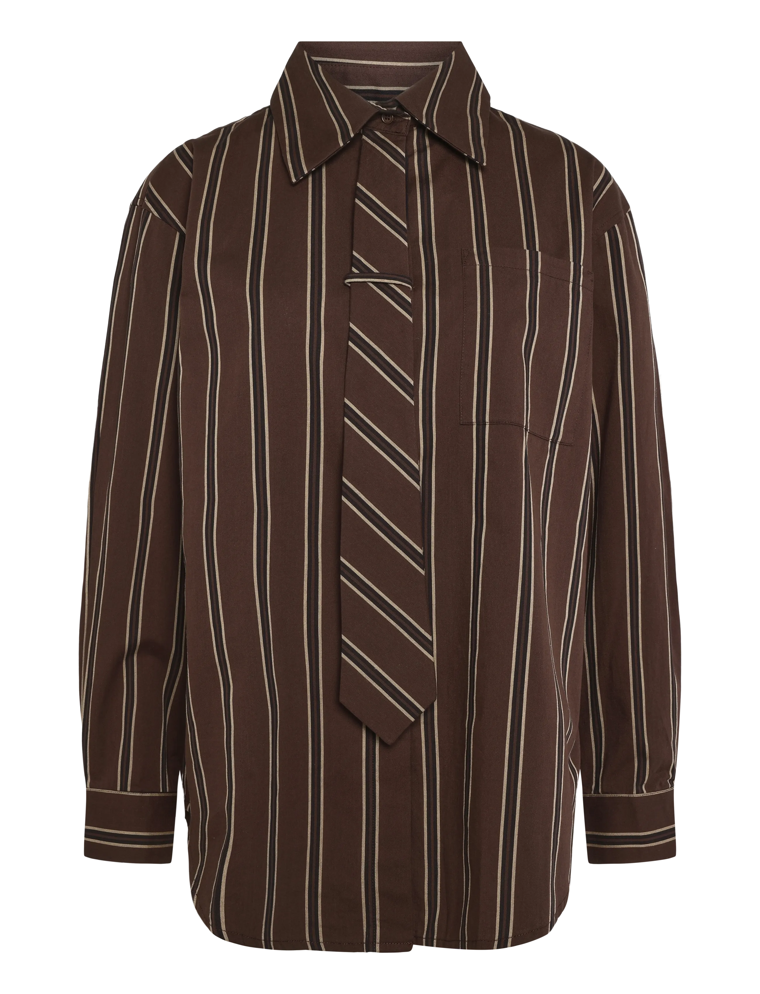 Minus MSJanine Shirt - Blusen & Hemden - TIRAMISU STRIPED / brown