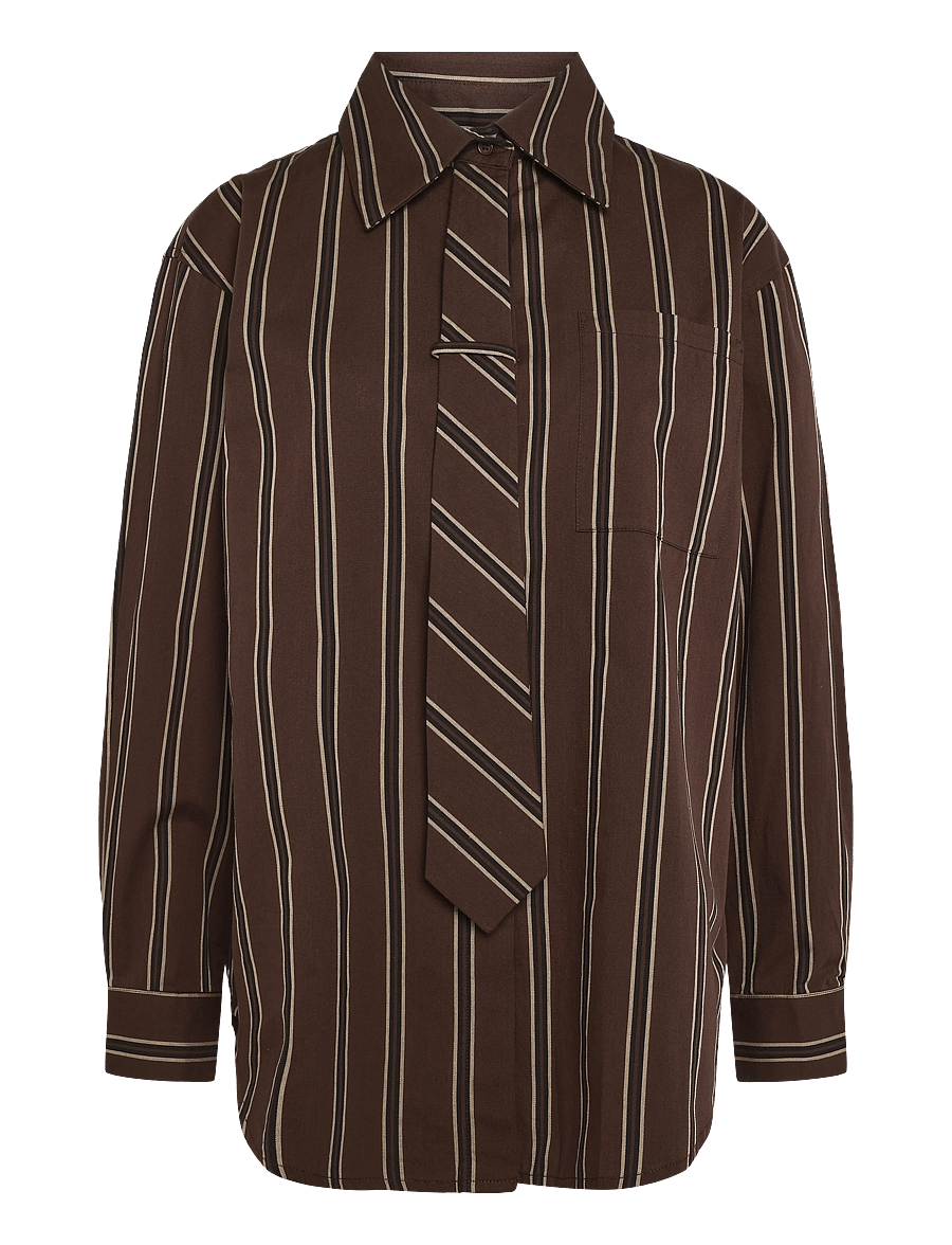Minus - MSJanine Shirt - langärmlige hemden - tiramisu striped - 0